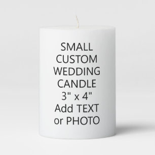 Modern Custom Text or Photo Small Wedding Pillar Candle