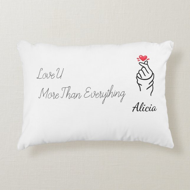 Modern Custom Text Personalized Accent Pillow  (Front)