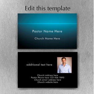 Modern Custom Text With Photo Church Pastor Business Card