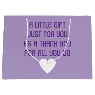 Modern Custom Thanking Message Purple Large Gift Bag
