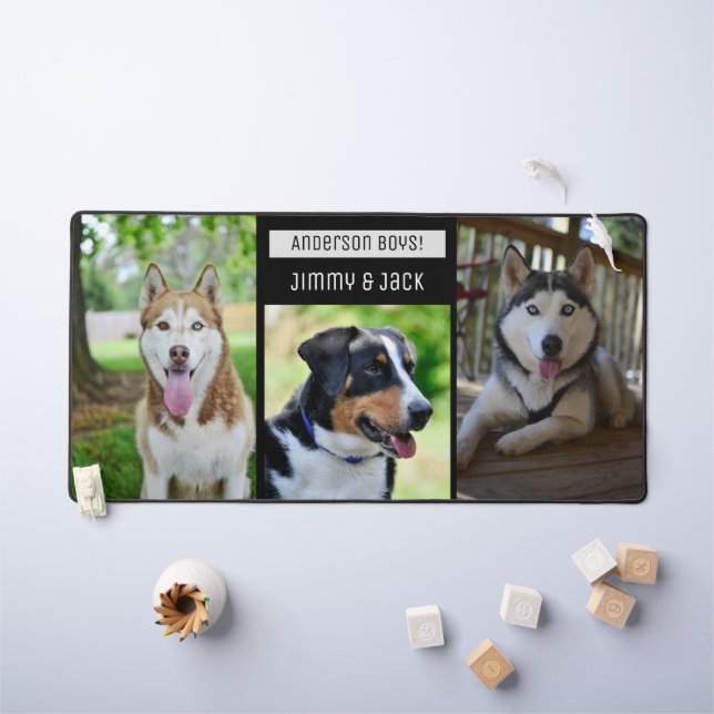 Modern Custom Three Dogs Photo Desk Mat (Kids Table)