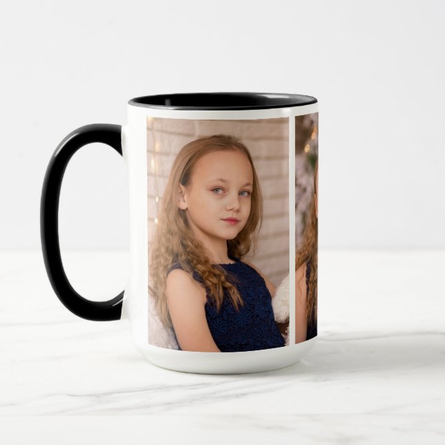 Modern Custom Three Photo Collage Mug (Left)