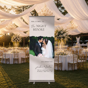 Modern Custom Torn Page Photo Rehearsal Dinner Retractable Banner