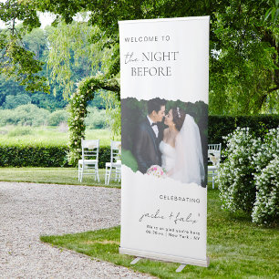 Modern Custom Torn Page Photo Rehearsal Dinner Retractable Banner