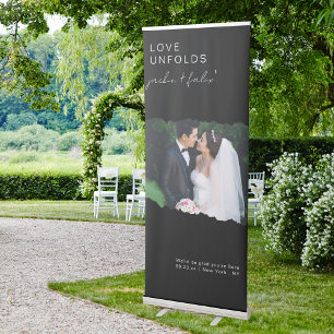 Modern Custom Torn Page Photo Wedding Welcome Retractable Banner