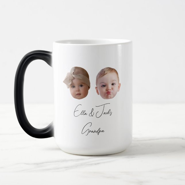 Modern Custom Two baby face gift Grandchild Color Morph Mug (Left)