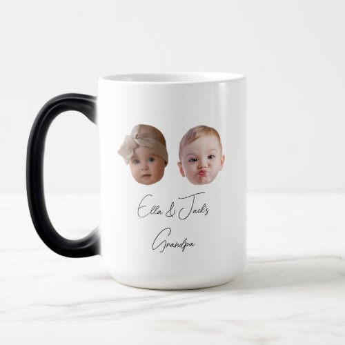 Modern Custom Two baby face gift Grandchild Magic Mug