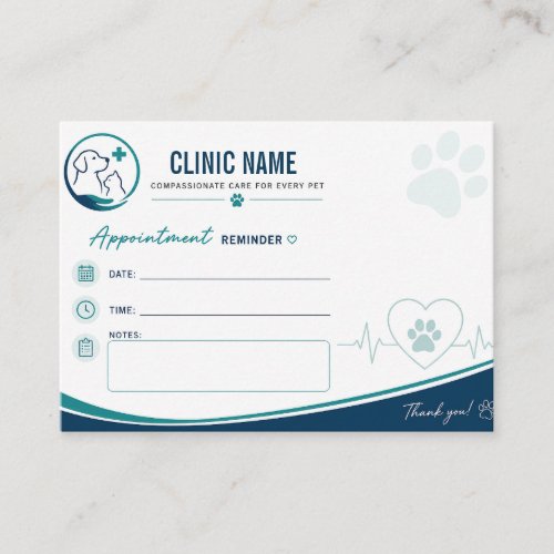 Modern Custom Vet Appointment Card