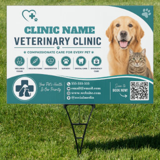 Modern Custom Veterinary Clinic Yard Sign