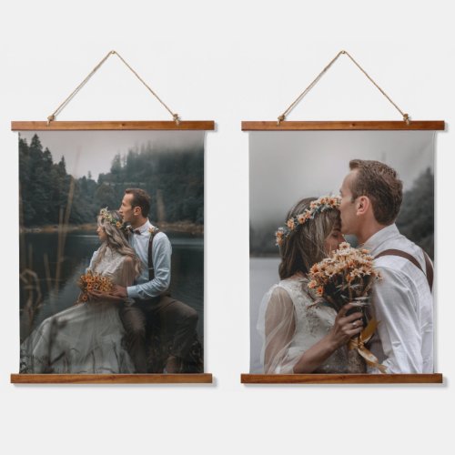 Modern Custom Wedding 2 Photos Family Picture  Hanging Tapestry
