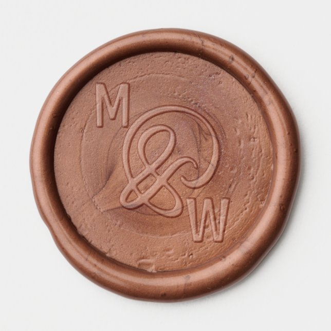 Modern Custom Wedding Ampersand Monogram  Wax Seal Sticker (Front)
