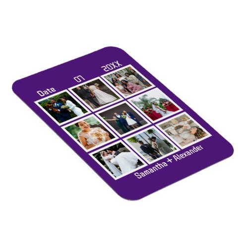 Modern Custom Wedding Anniversary 9 Photo Collag Magnet