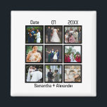 Modern Custom Wedding Anniversary 9 Photo Collage Magnet<br><div class="desc">Custom Modern Wedding Anniversary 9 Photo Collage. Personalize this anniversary gift for him,  wedding gift,  Anniversary Collage gift,  Custom collage gift,  personalized wedding photo gift with 9 photos,  wedding day dates and name of couples.</div>