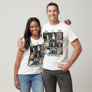 Modern Custom Wedding Anniversary 9 Photo Collage T-Shirt