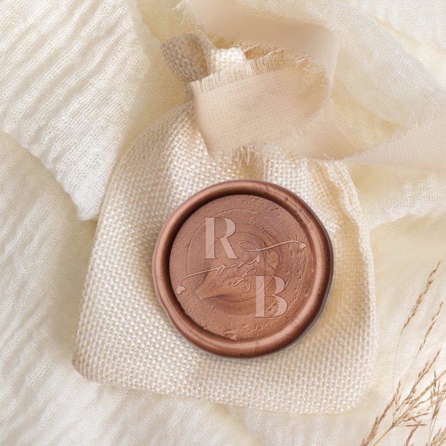 Modern Custom Wedding Hearts Monogram  Wax Seal Sticker (Creator Uploaded)
