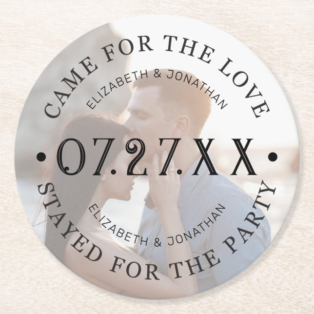 Modern Custom Wedding Photo Paper Coaster (Front)