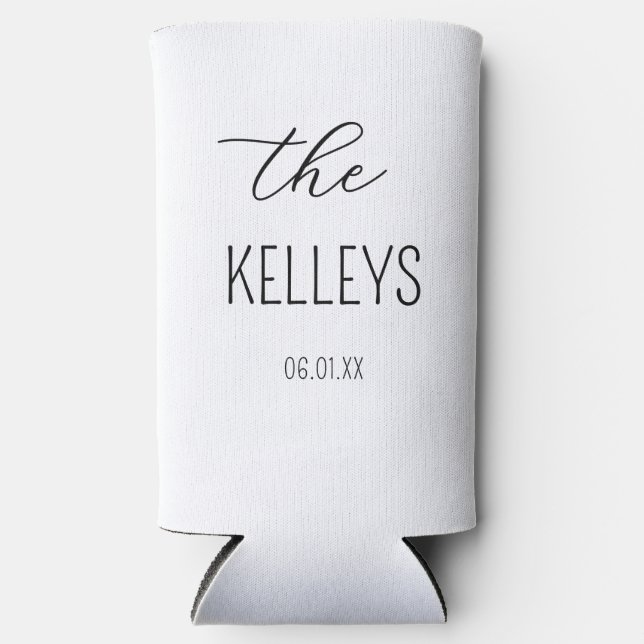 Modern Custom Wedding Wedding Favors Beer Holder Seltzer Can Cooler (Front)