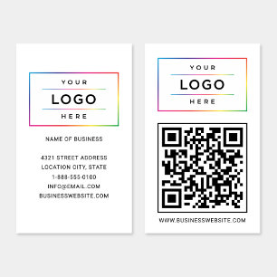 Modern Custom White Business Logo QR Code Card