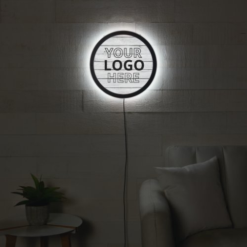 Modern Custom White Wood Business Logo Lightbox LED Sign