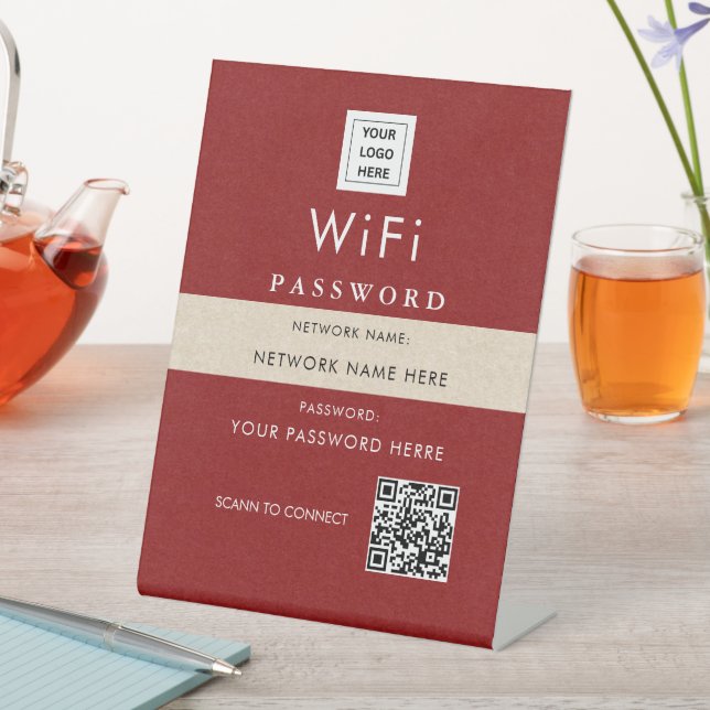 Modern Custom Wi-Fi QR Code Sign with Business Log (In SItu)