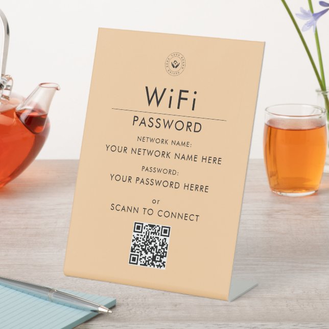 Modern Custom Wi-Fi QR Code Sign with Business Log (In SItu)