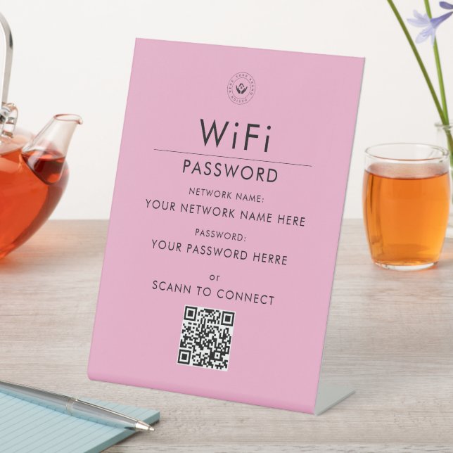Modern Custom Wi-Fi QR Code Sign with Business Log (In SItu)