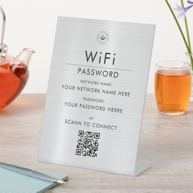 Modern Custom Wi-Fi QR Code Sign with Business Log (In SItu)