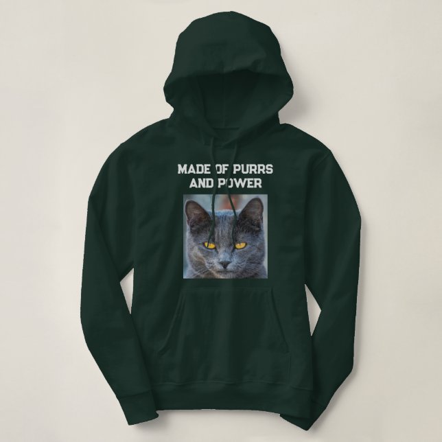 Modern Custom Wildlife Cat Text Cute Deep Forest Hoodie (Design Front)