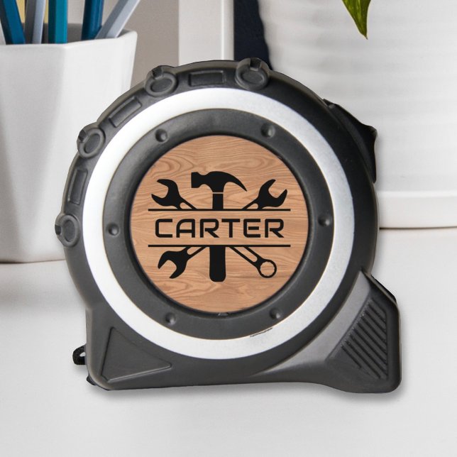 Modern Custom Wood Monogrammed Tools Name Tape Measure (Creator Uploaded)