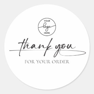 Modern Customer Thank You Handwritten Script Logo Classic Round Sticker