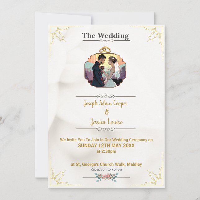 Modern customIizable wedding Invitation with photo (Front)