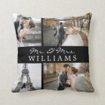 Modern Customizable 4 Photos Newlyweds Monogram Throw Pillow<br><div class="desc">Celebrate your recent marriage with this 4 photo,  monogrammed pillow.</div>