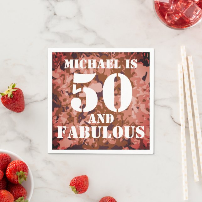 Modern Customizable 50 and fabulous Napkins (Insitu)