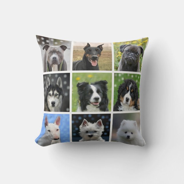 Modern Customizable Black & White Dog Photos  Throw Pillow (Front)
