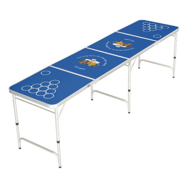 Modern Customizable Blue Beer Pong Table (Angled)
