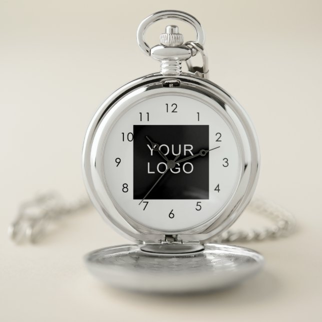 Modern Customizable Business Company Logo  Pocket Watch (Inside)