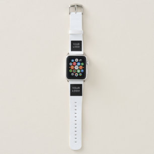 Modern Customizable Business Company Logo White Apple Watch Band