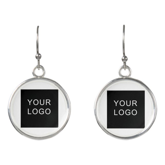 Modern Customizable Business Company Logo White   Earrings (Front)