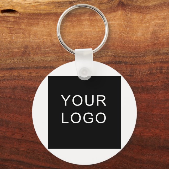 Modern Customizable Business Company Logo White  Keychain (Front)
