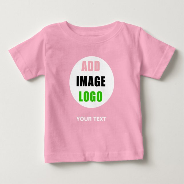 Modern Customizable Business Logo Girl Pink Baby T-Shirt (Front)