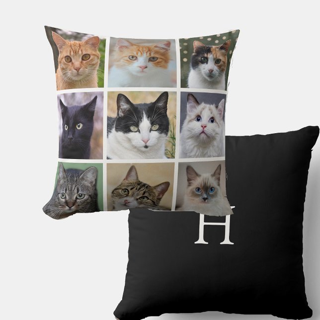 Modern Customizable Cat Photos  Throw Pillow (Creator Uploaded)