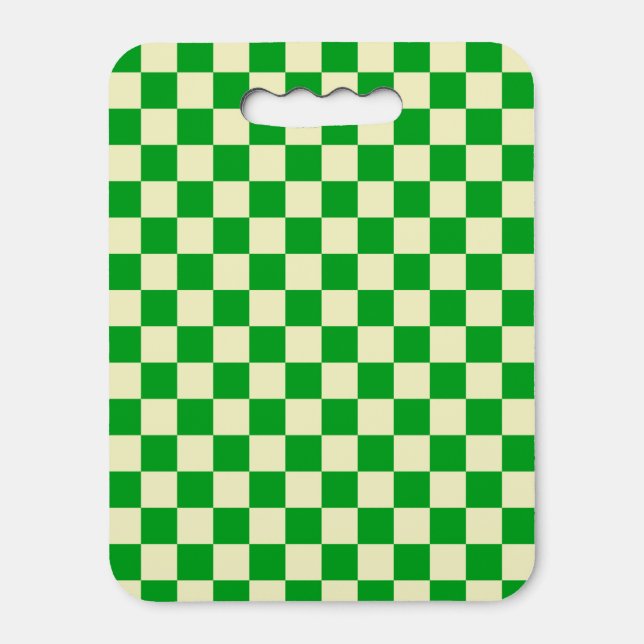 Modern Customizable Checkered Green  Seat Cushion (Front Vertical)