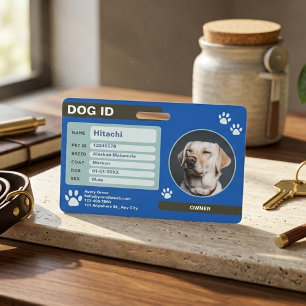 Modern Customizable Dog ID Tag with Photo  Badge