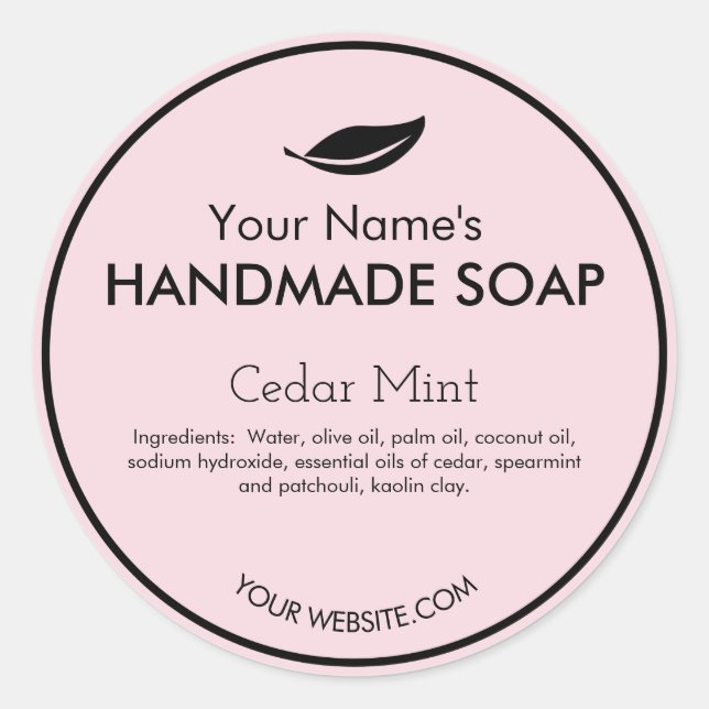 Modern Customizable Handmade Soap Labels Round (Front)