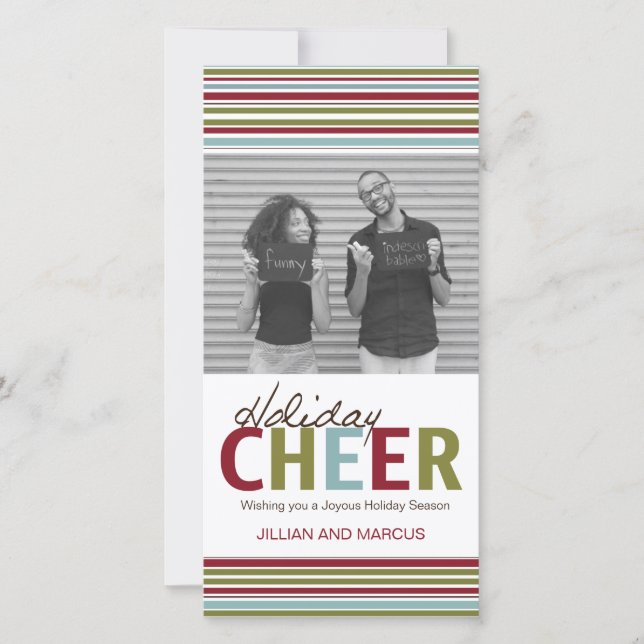 Modern Customizable Holiday Cheer Photo Card (Front)