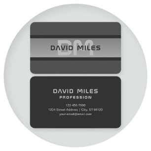 Modern Customizable Layered Text Black & Grey Business Card