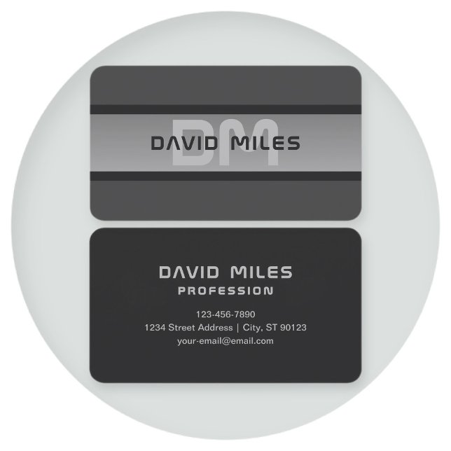 Modern Customizable Layered Text | Black & Grey Business Card (Creator Uploaded)