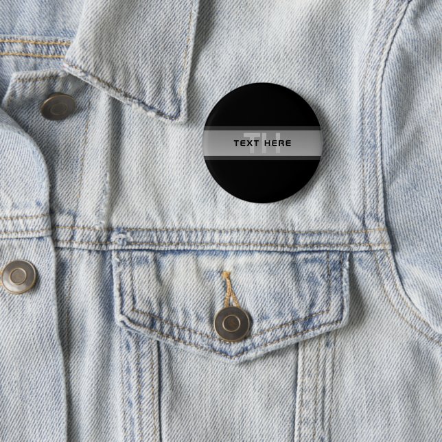 Modern Customizable Layered Text | Black & Grey Button (In Situ)