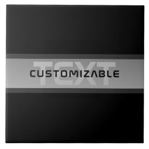 Modern Customizable Layered Text   Black & Grey Ceramic Tile