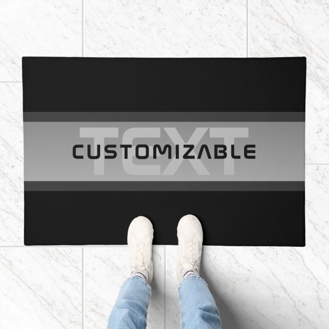 Modern Customizable Layered Text | Black & Grey Doormat (Indoor)